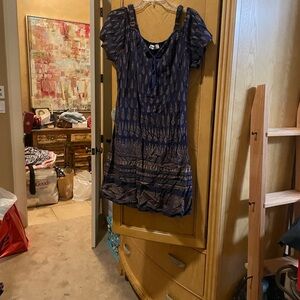 Lapogee navy blue print lined dress size large